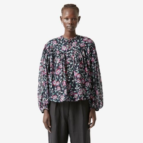 ISABEL MARANT 🟣 SALIKA FLORAL TOP - Picture 2 of 5